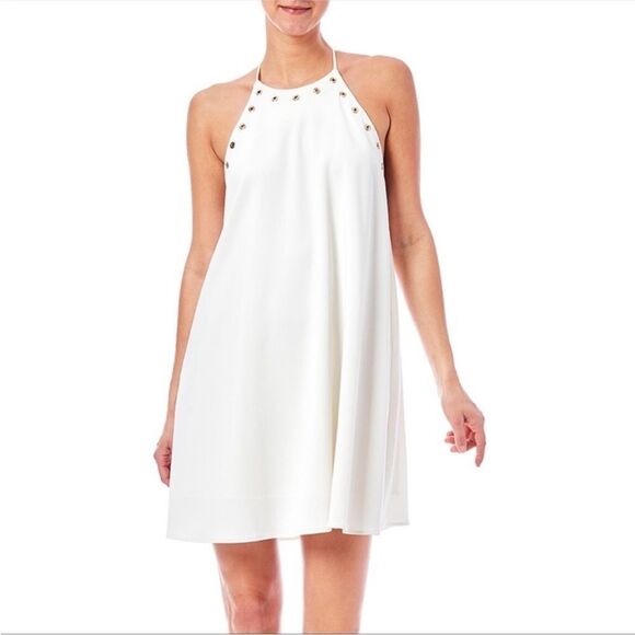 Amanda Uprichard Montauk Mini Ivory Grommet Dress - Picture 1 of 6